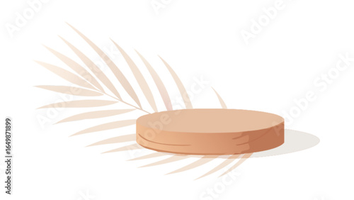 Product display podium stand with palm leaf shadow for cosmetic skincare and beauty product promotion scene