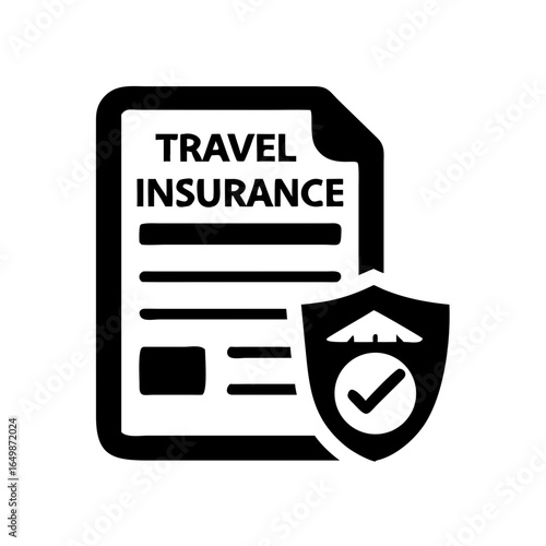 Travel insurance document with shield icon for protection