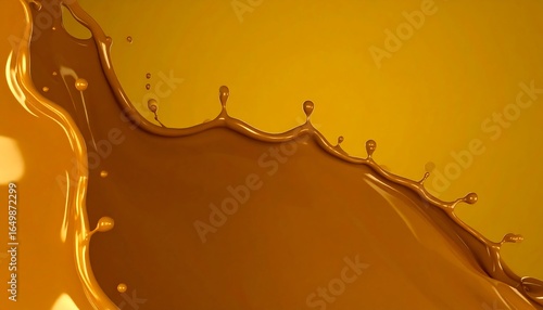 Caramel liquid splash in a dynamic pattern.
