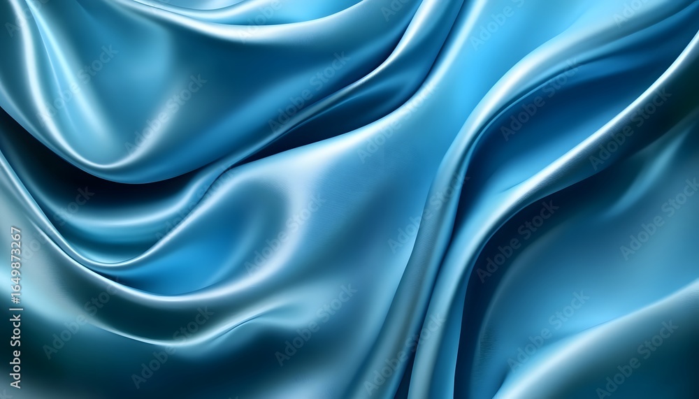 Fototapeta premium This abstract background features flowing light blue silk fabric with smooth, elegant folds and soft highlights, creating a dynamic texture.