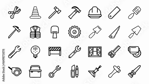 Construction and repair tools icons set, perfect for design projects, websites, and professional construction-related visuals, ready for any project