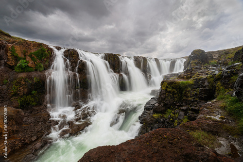 Kolufossar waterfalls in Kolugljufur Canyon in Northern Iceland