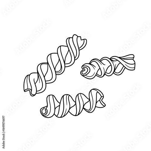 Simple outline drawing of fusilli pasta spiral noodle Italian cuisine food element