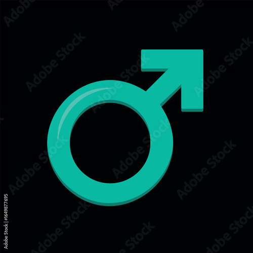 male gender sign, green icon on a black background, vector men symbol