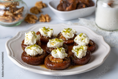 Stuffed dry fig dessert, co...