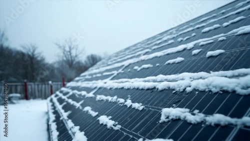 Snow Covered Solar Panels in Winter