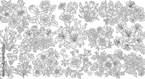 Floral pattern coloring page.