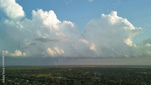 Timelapse Aerial View of Towering Storm Clouds Forming over Southeast Texas