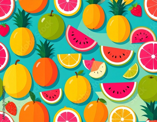  Seamless background with fruits