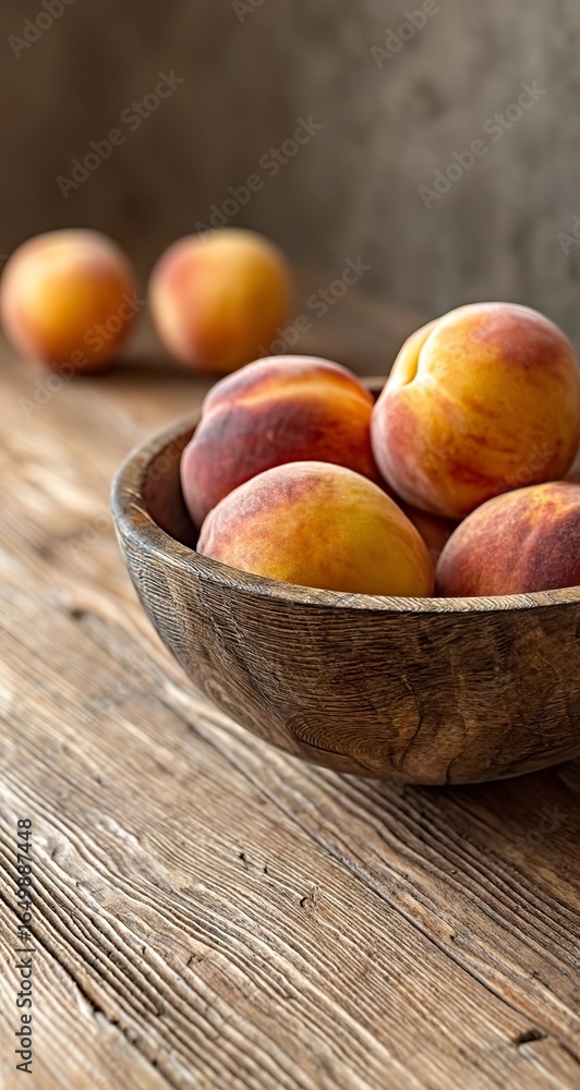 Obraz premium Apricots in Rustic Wooden Bowl