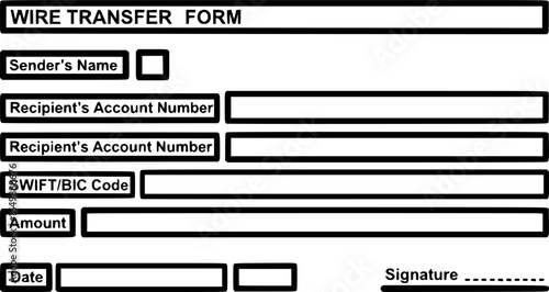 Wire transfer form outline vector
