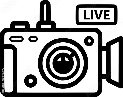 Live streaming camera outline vector
