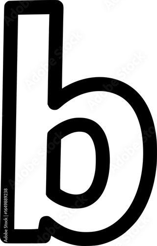 Musical accidental symbol with lowercase b shape outline vector
