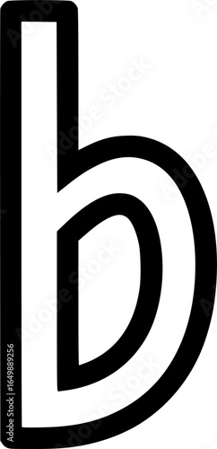 Musical accidental symbol with lowercase b shape outline vector
