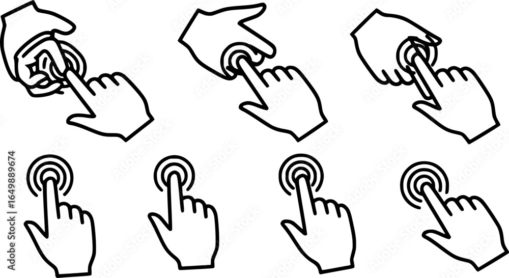 Fototapeta premium Multi-touch gesture outline vector 