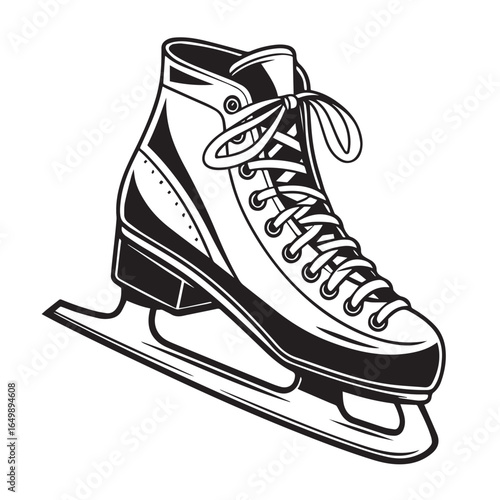 Illustration of an ice skate with laces isolated on white background