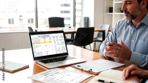 Financial Advisor Showing Loan Amortization to Client