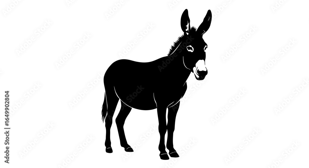 Fototapeta premium elegant black donkey silhouette transparent background for minimalist designs