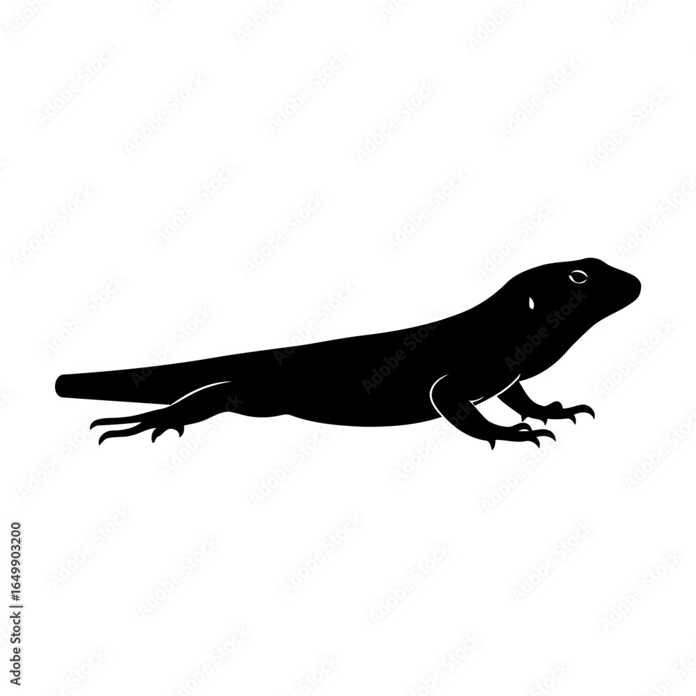Obraz premium elegant black lizard silhouette transparent background for modern designs