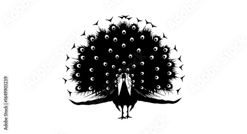 elegant black peacock silhouette transparent background for design overlay