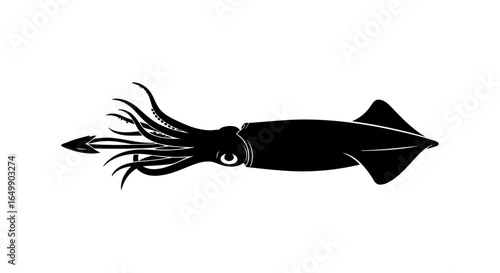 elegant black squid silhouette transparent background for minimalist designs
