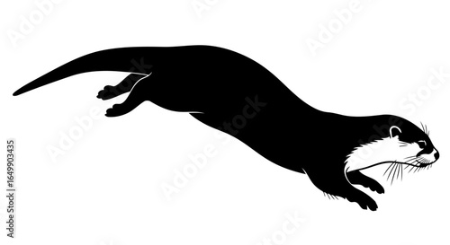 elegant leaping otter silhouette transparent vector for minimalist designs