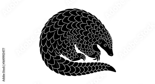 elegant pangolin silhouette transparent vector for minimalist designs