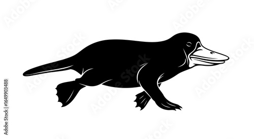 elegant platypus silhouette transparent vector for modern designs