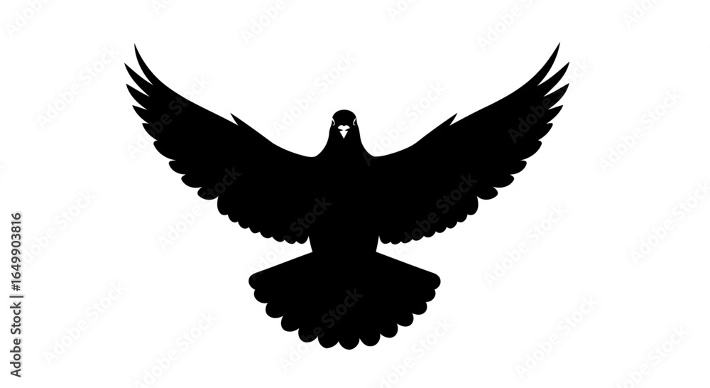 Obraz premium majestic black dove silhouette transparent background for modern designs