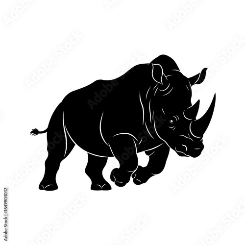 powerful rhino silhouette transparent vector for modern designs