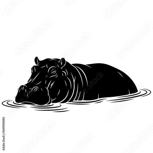 serene hippo silhouette transparent vector graphic for modern designs