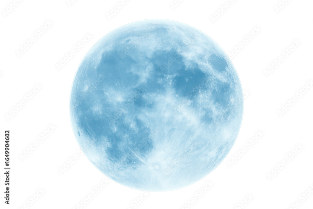 Obraz premium Luminous blue full moon floating against transparent backdrop, radiating mystical celestial essence for astronomical visual designs