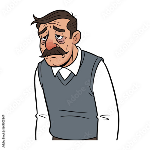 Weary Expression: A solitary figure, a man with a solemn expression, his downcast eyes and melancholic demeanor, radiating quiet introspection and the weight of unspoken thoughts.