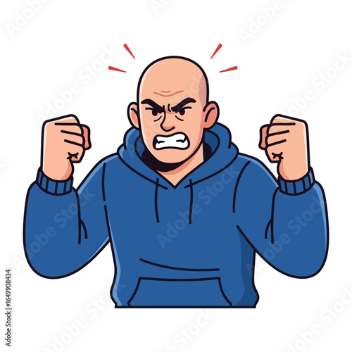 Expression of Fury: A stylized character, showcasing a display of raw, visceral anger, clenching fists and conveying the intensity of unbridled rage.