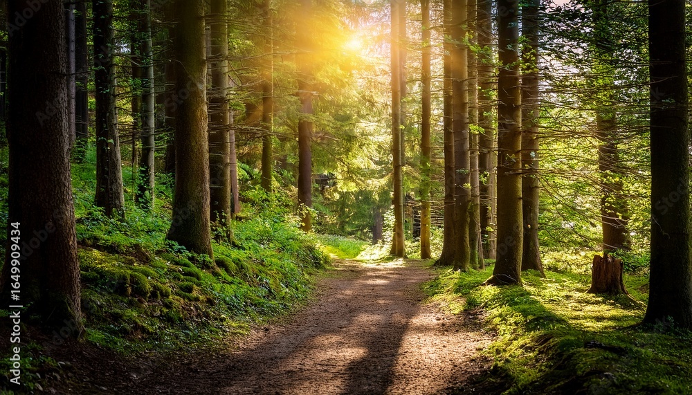 forest path illuminated by sunlight forest path illuminated by sunlight