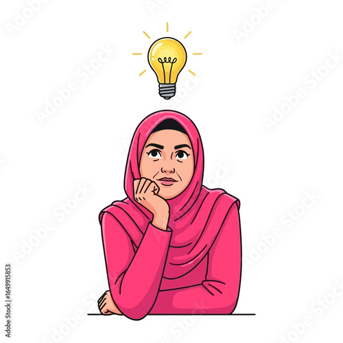 Idea Generation: A thoughtful person is deep in contemplation, a brilliant idea illuminating above, the embodiment of creative thinking and intellectual exploration.