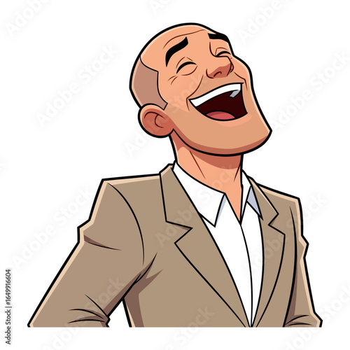 Man's Expressive Laughter: A man, captured in an illustration, radiates genuine joy and mirth through his infectious laughter.