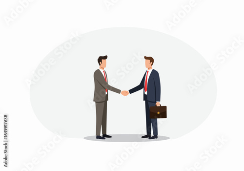 Two businessmen shaking hands, symbolizing a successful business agreement, partnership, and professional collaboration.