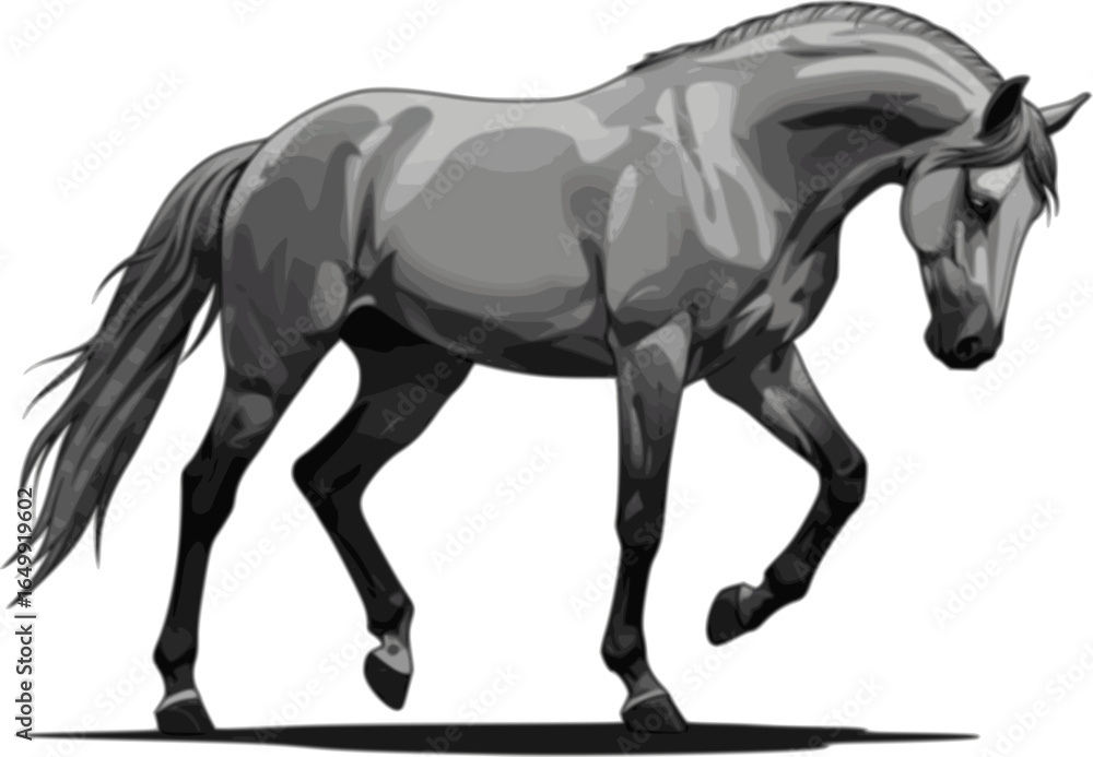 Fototapeta premium Majestic Silhouette: A striking artistic representation of a majestic horse, showcasing sleek lines and a powerful presence. 