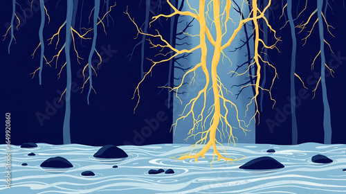 Multiple sclerosis (ms): an autoimmune disease where the immune system harms the myelin sheath around nerves, causing significant communication issues between brain and body. Rivermist. Illustration