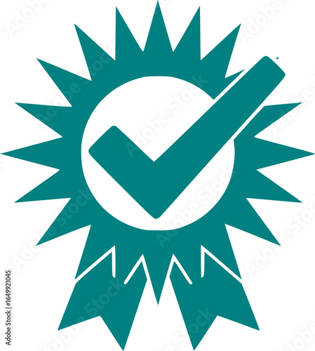 Success and Approval: A striking icon radiates triumph and positivity, a clear checkmark centered against a burst of radiant light, symbolizing accomplishment and the affirmation of excellence.