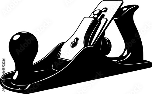 Classic Hand Plane Silhouette: A striking black and white silhouette of a vintage hand plane, showcasing its iconic form and the timeless craftsmanship it represents. 