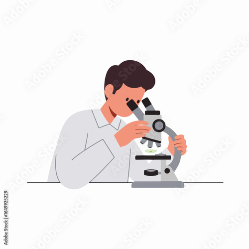 Scientist or Student Observing Through a Microscope, Engaging in Scientific Research and Discovery in a Laboratory.