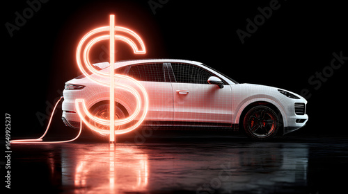 Luxury SUV and Dollar Sign – 3d rendered