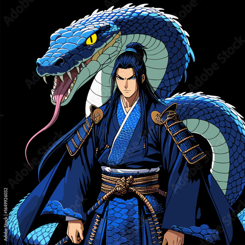 anime vector illustration of a snake demon man