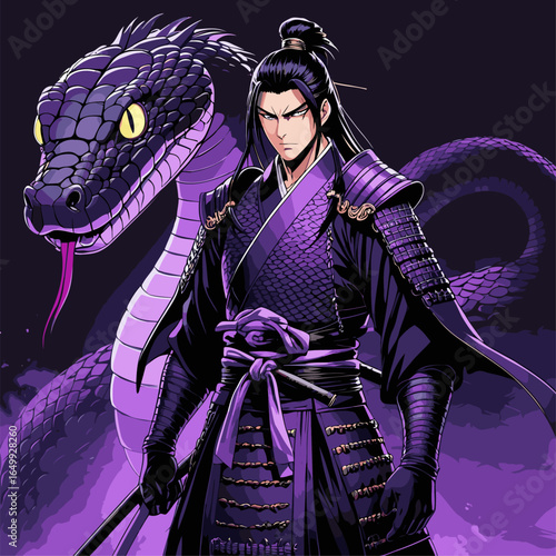 anime vector illustration of a snake demon man