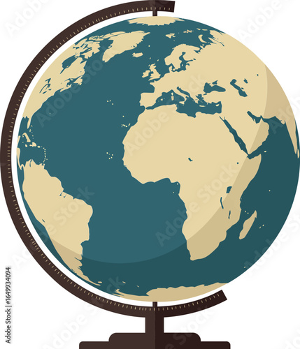 Globe earth model showing continents on stand vintage style educational tool for geography learning and world study