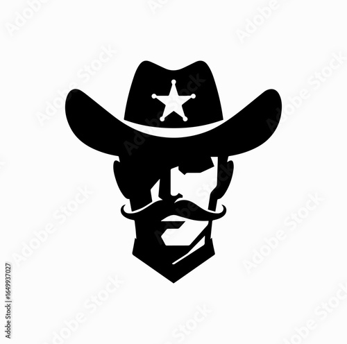Sheriff Face Silhouette – Minimalist Western Lawman Icon