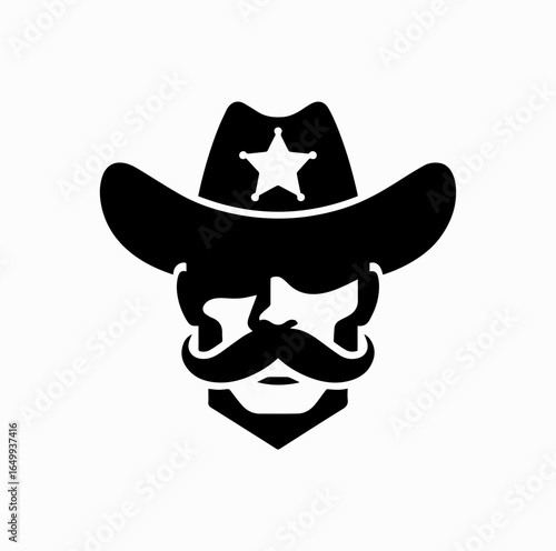 Sheriff Face Silhouette – Minimalist Western Lawman Icon