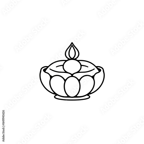 Vector illustration of a decorative lamp in flower shape with flame on top.